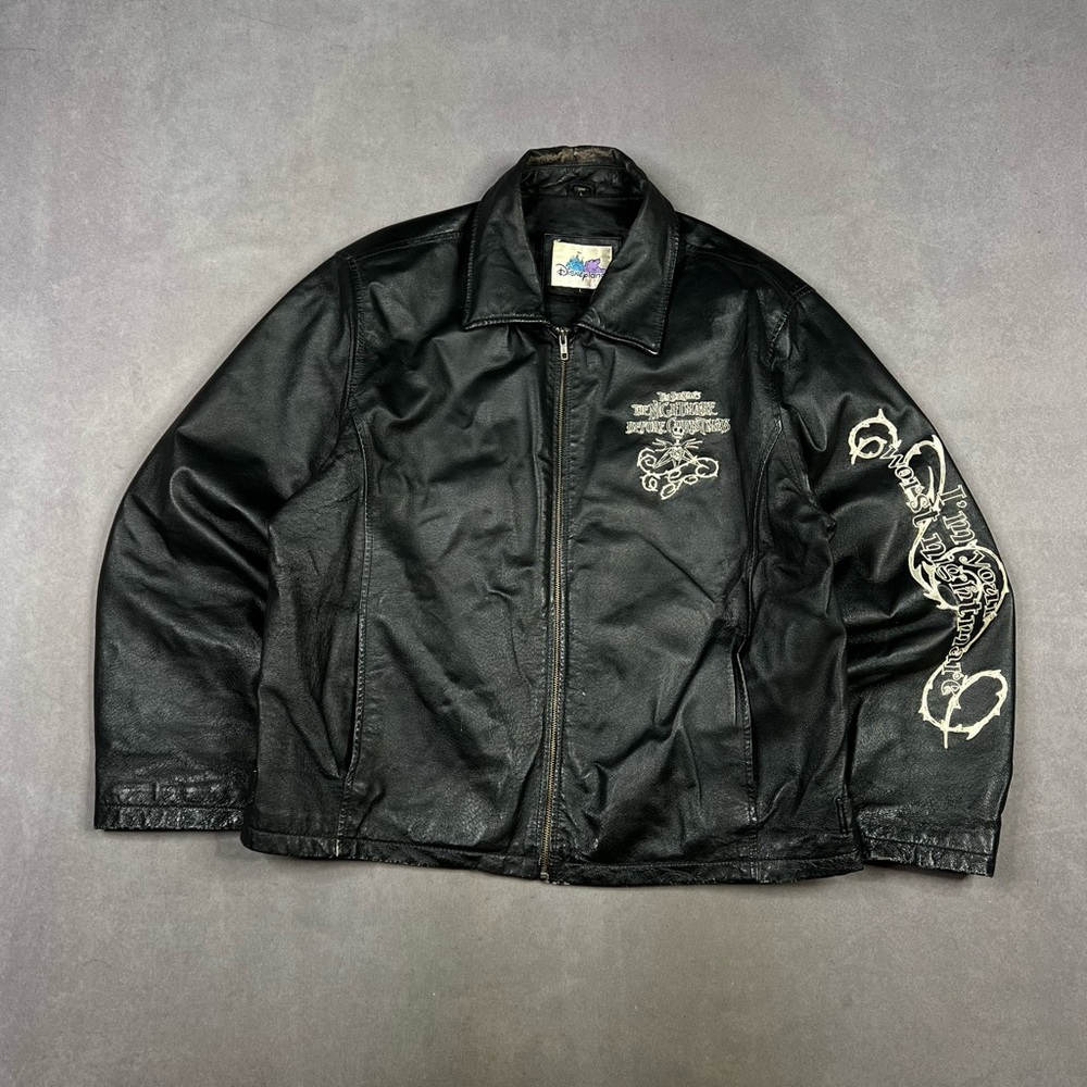 Disney Black Leather Jacket with Embroidered Design The Nightmare Before